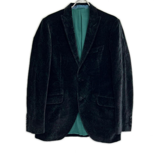 ETRO Black Velour Paisley Blazer Size 50