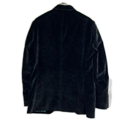 ETRO Black Velour Paisley Blazer Size 50
