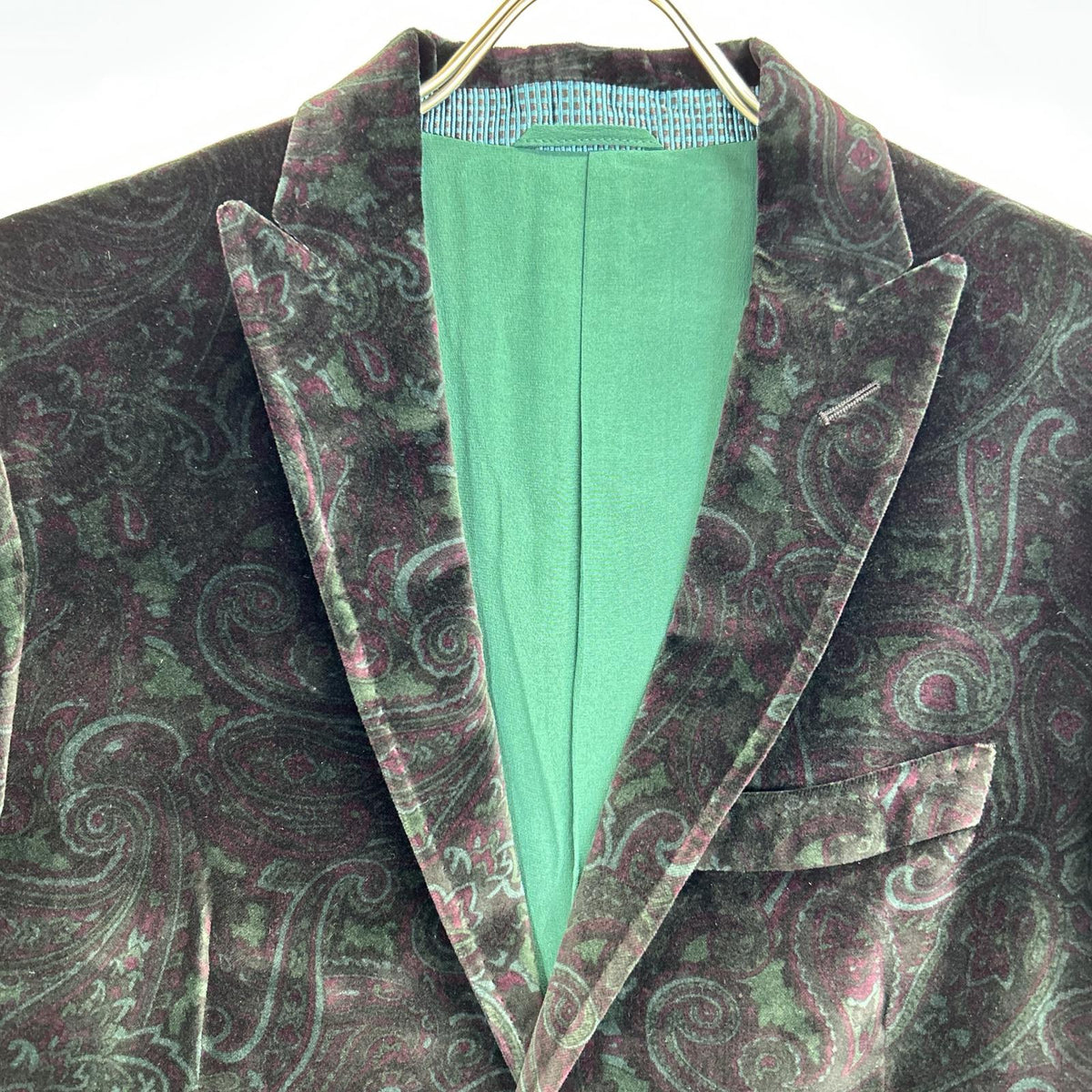 ETRO Black Velour Paisley Blazer Size 50