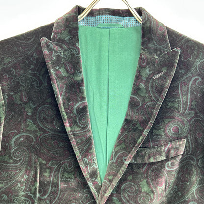 ETRO Black Velour Paisley Blazer Size 50
