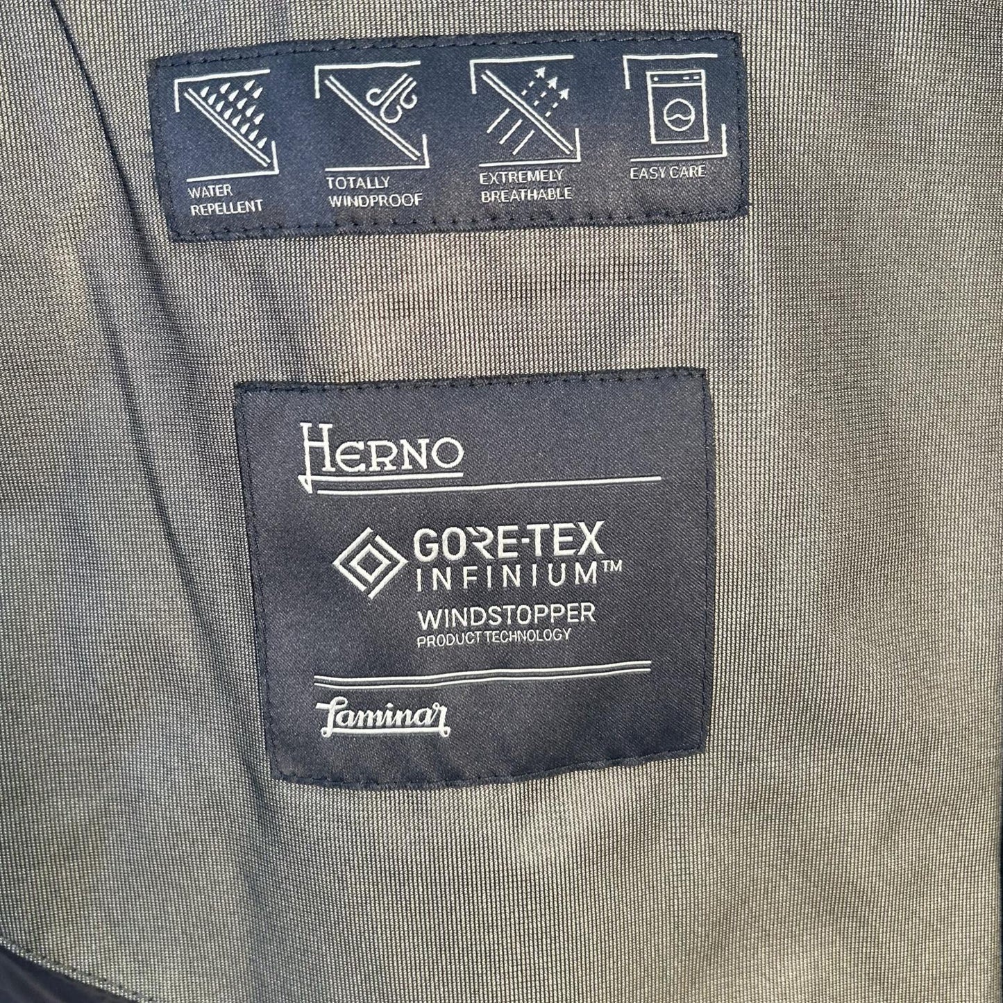 HERNO Black Laminar GORE Windstopper Down Jacket Size 50