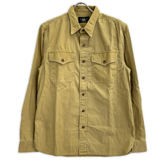 RRL Beige Cotton Twill Work Shirt Size M