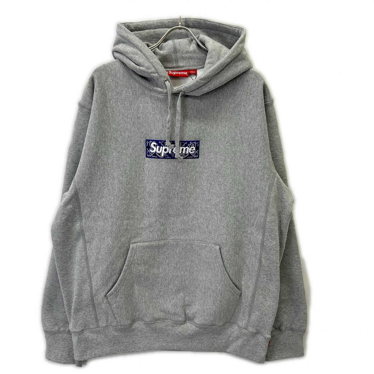 Supreme 19AW Bandana Box Logo Hoodie Gray Size XL
