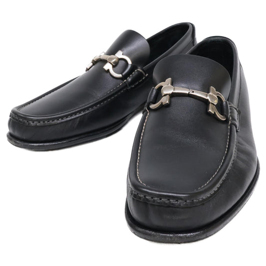 Salvatore Ferragamo Black Leather Gancini Bit Loafers Size 6
