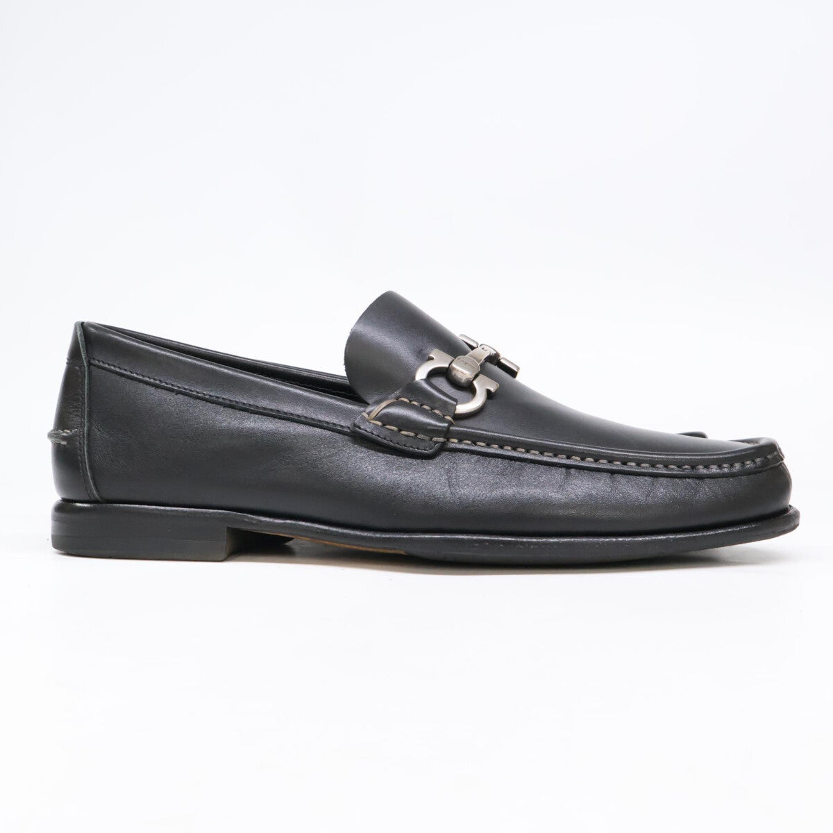 Salvatore Ferragamo Black Leather Gancini Bit Loafers Size 6