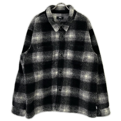 Stussy Plaid Sherpa Jacket Black/White Polyester Size XL