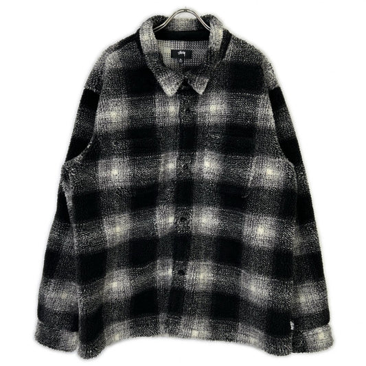 Stussy Plaid Sherpa Jacket Black/White Polyester Size XL