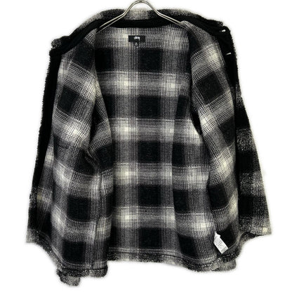 Stussy Plaid Sherpa Jacket Black/White Polyester Size XL
