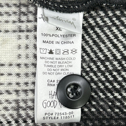 Stussy Plaid Sherpa Jacket Black/White Polyester Size XL