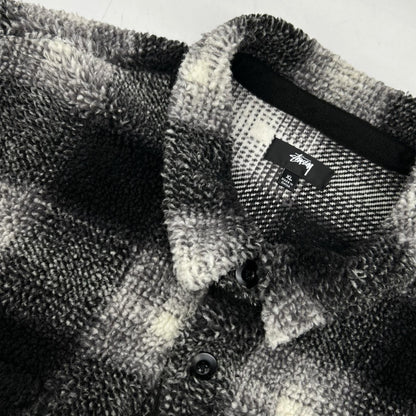 Stussy Plaid Sherpa Jacket Black/White Polyester Size XL