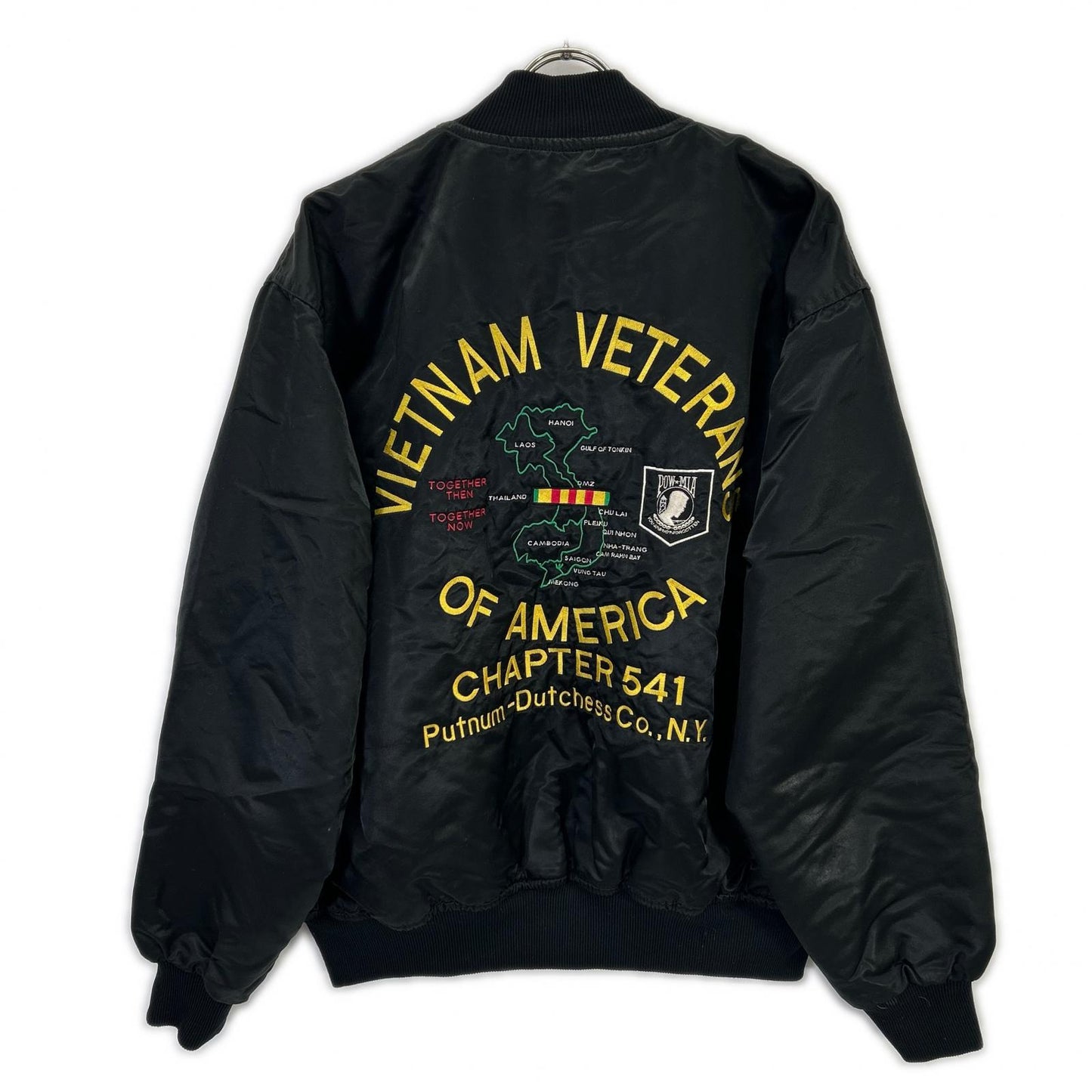 VINTAGE 90s Vietnam Veterans Nylon Jacket Black Size XL