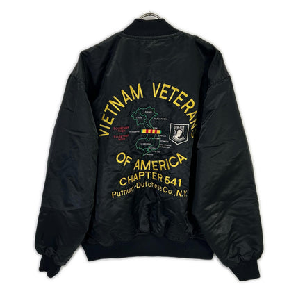 VINTAGE 90s Vietnam Veterans Nylon Jacket Black Size XL