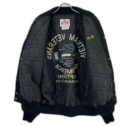 VINTAGE 90s Vietnam Veterans Nylon Jacket Black Size XL