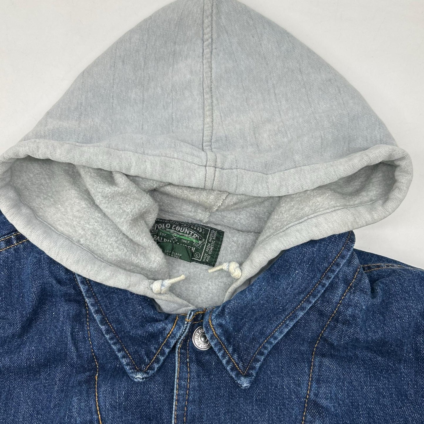 POLO COUNTRY 80s Hooded Indigo Denim Jacket Multi Size L