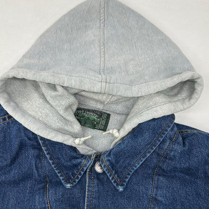 POLO COUNTRY 80s Hooded Indigo Denim Jacket Multi Size L