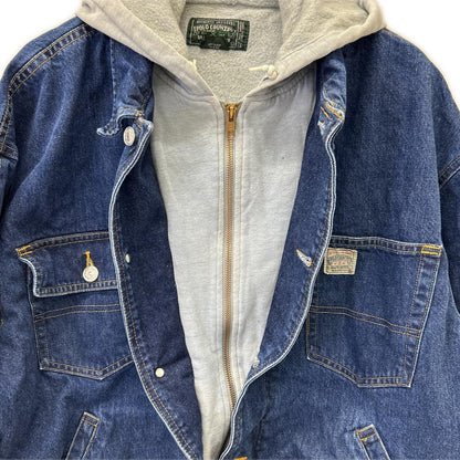 POLO COUNTRY 80s Hooded Indigo Denim Jacket Multi Size L