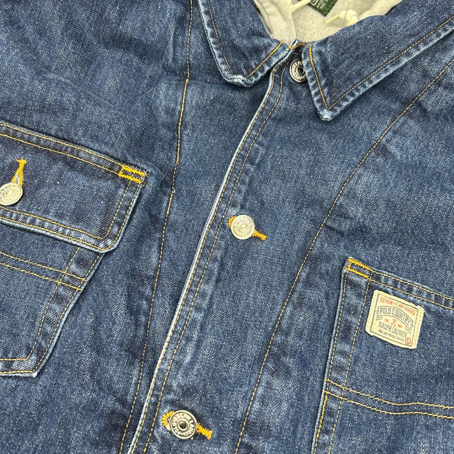 POLO COUNTRY 80s Hooded Indigo Denim Jacket Multi Size L