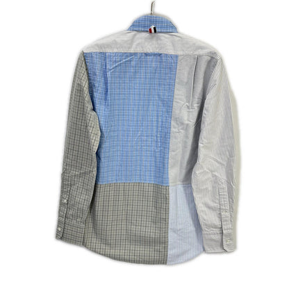 THOM BROWNE Patchwork Button-Down Long Sleeve Shirt Size 1