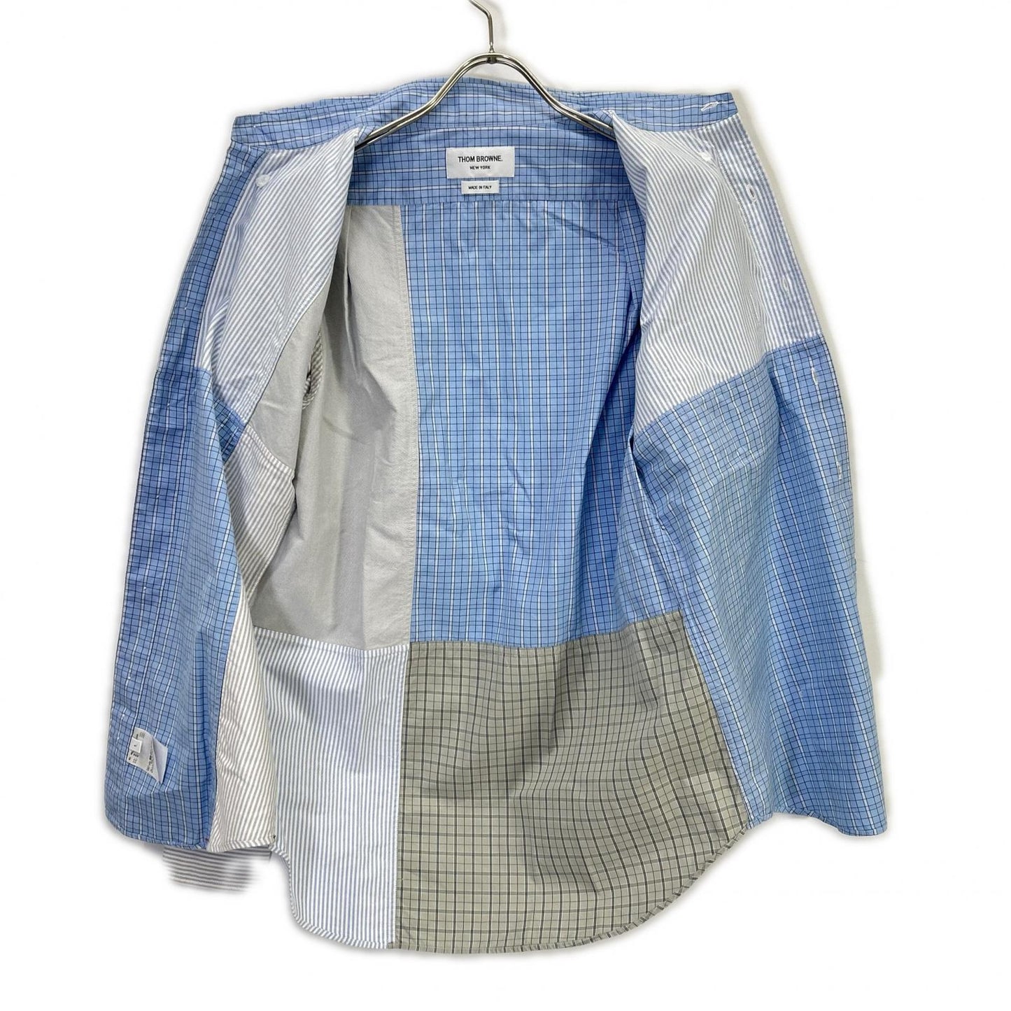 THOM BROWNE Patchwork Button-Down Long Sleeve Shirt Size 1