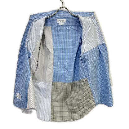 THOM BROWNE Patchwork Button-Down Long Sleeve Shirt Size 1