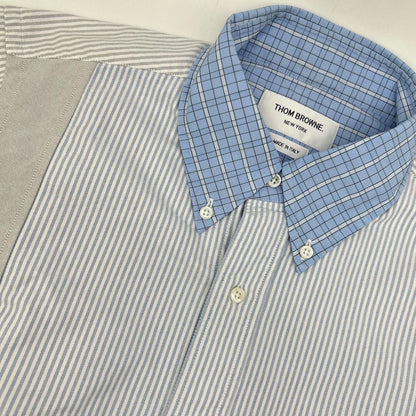 THOM BROWNE Patchwork Button-Down Long Sleeve Shirt Size 1