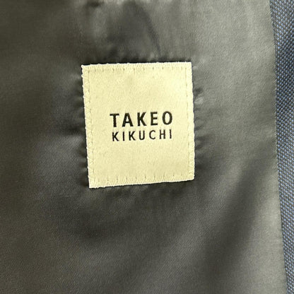 TAKEOKIKUCHI Navy Wool Shiny Sharkskin Pinhead Suit Size 3
