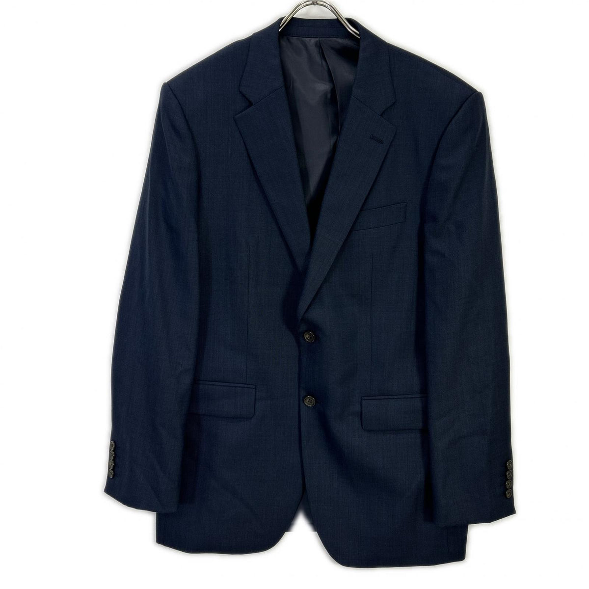 TAKEOKIKUCHI Navy Wool Shiny Sharkskin Pinhead Suit Size 5