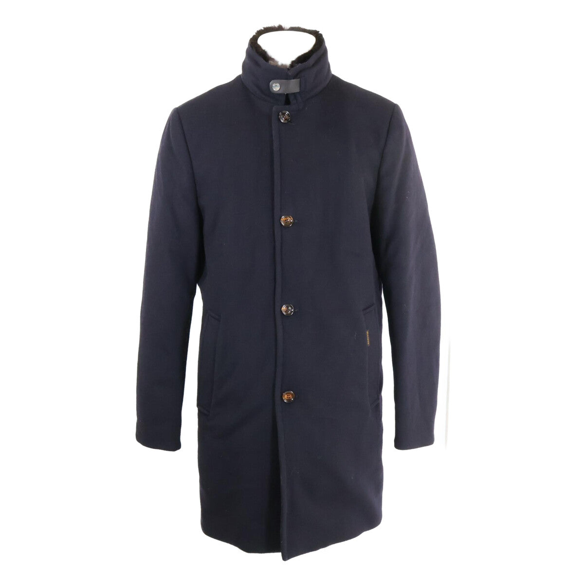 MOORER Bond Fur-Trim Wool Cashmere Down Coat Navy Size 50