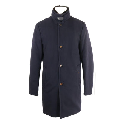 MOORER Bond Fur-Trim Wool Cashmere Down Coat Navy Size 50