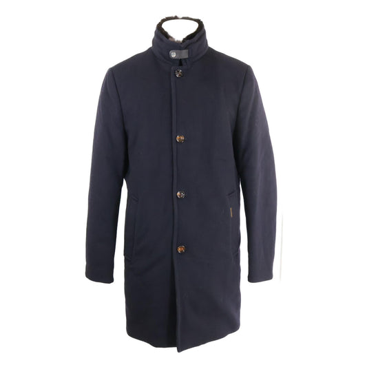 MOORER Bond Fur-Trim Wool Cashmere Down Coat Navy Size 50