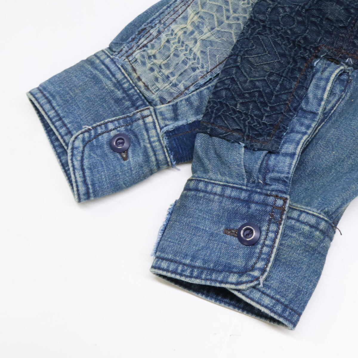 RRL Indigo Dyed Patchwork Hercules Work Shirt Jeans Size XS