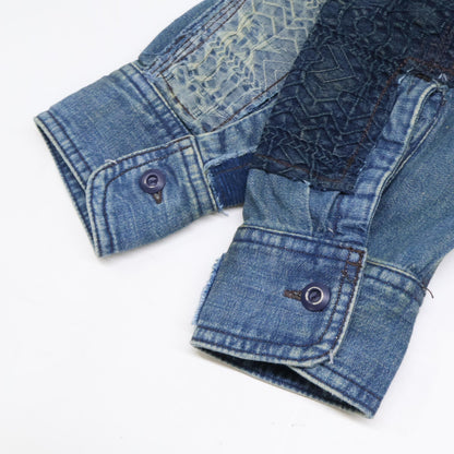 RRL Indigo Dyed Patchwork Hercules Work Shirt Jeans Size XS