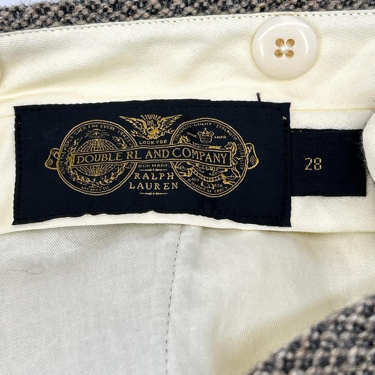RRL Beige Italian Made 100% Wool Slim Tweed Pants Size 28