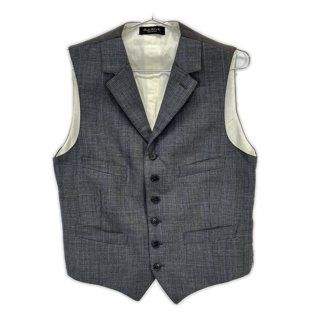 RRL Brown Italian Made 100% Wool Glen Check Vest Size 36S