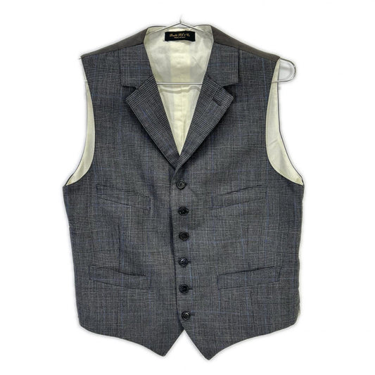 RRL Brown Italian Made 100% Wool Glen Check Vest Size 36S