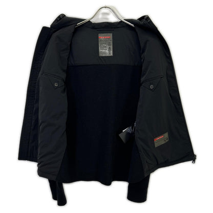 PRADA SPORT Black Hooded Nylon/Wool Patch Jacket Size 48