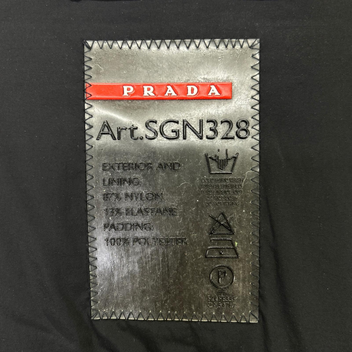 PRADA SPORT Black Hooded Nylon/Wool Patch Jacket Size 48
