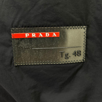 PRADA SPORT Black Hooded Nylon/Wool Patch Jacket Size 48