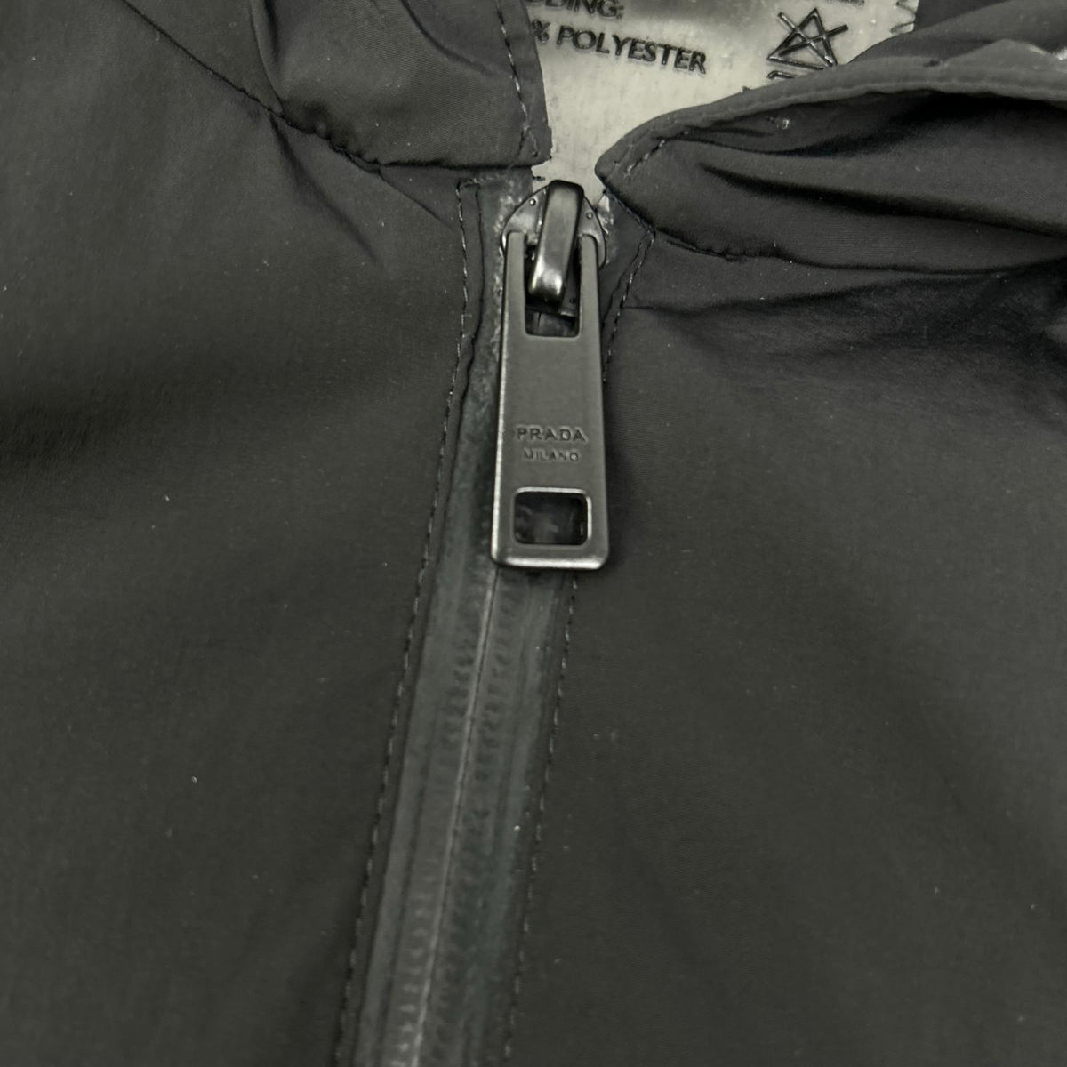 PRADA SPORT Black Hooded Nylon/Wool Patch Jacket Size 48