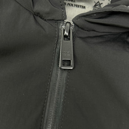 PRADA SPORT Black Hooded Nylon/Wool Patch Jacket Size 48