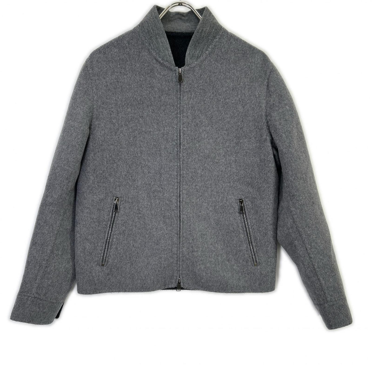 RING JACKET Wool Cashmere Double Face Zip Jacket Gray Size 2