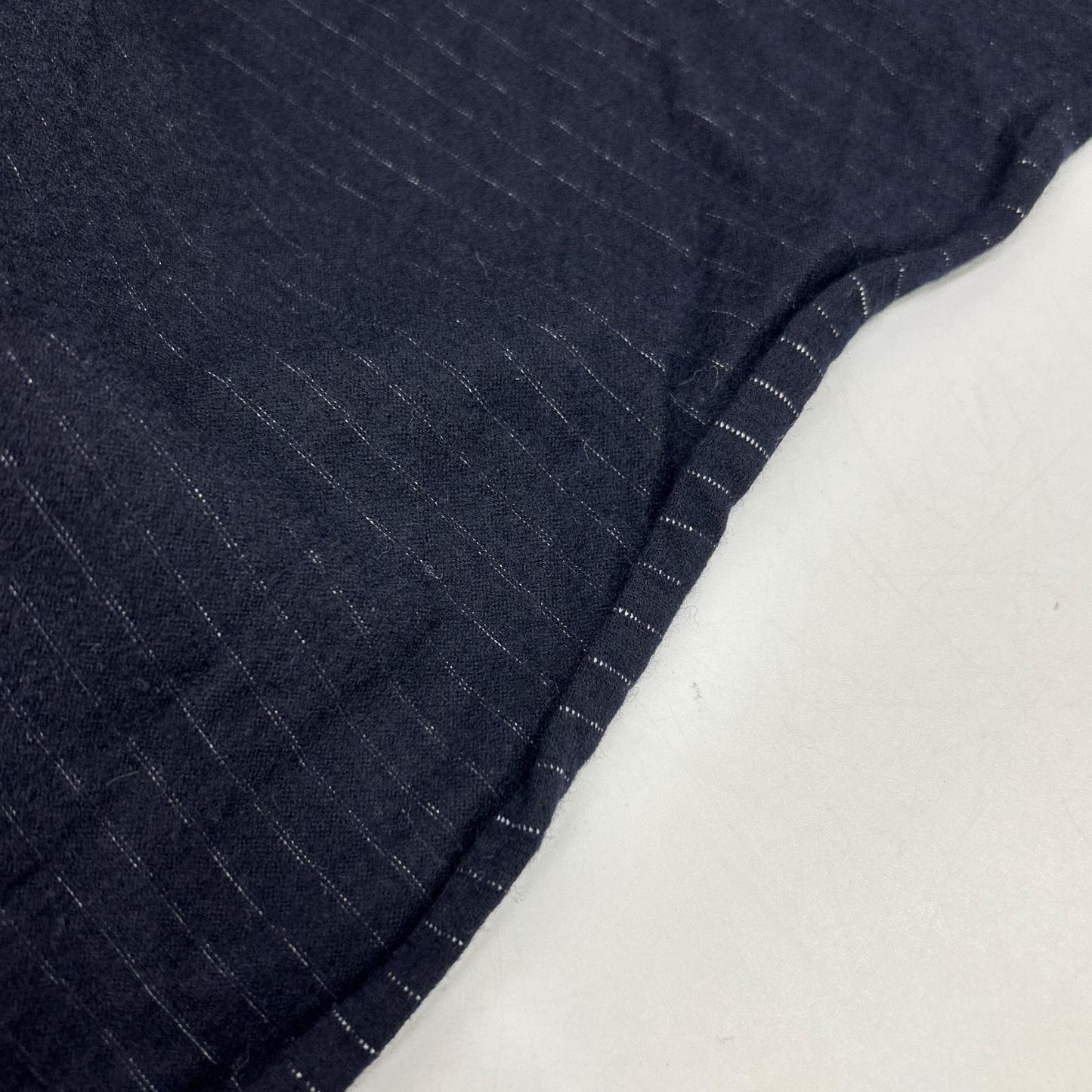 KANEMASA Navy High Gauge Milled Wool Stripe Shirt Size M