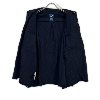 KANEMASA Navy High Gauge Milled Wool Stripe Shirt Size M