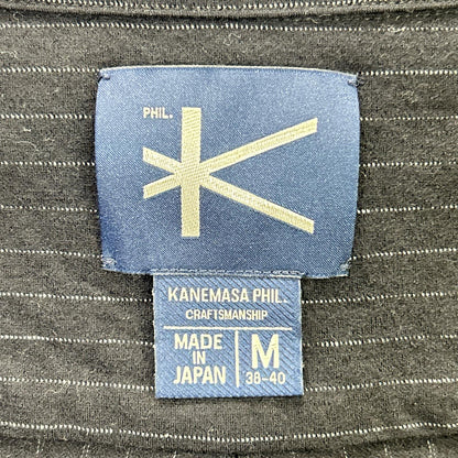 KANEMASA Navy High Gauge Milled Wool Stripe Shirt Size M