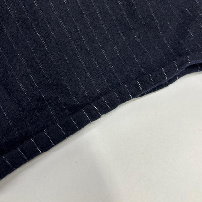 KANEMASA Navy High Gauge Milled Wool Stripe Shirt Size M