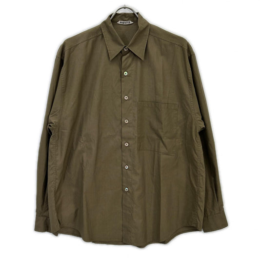 AURALEE 24AW Khaki Washed Finx Twill Big Long Sleeve Shirt Size 3