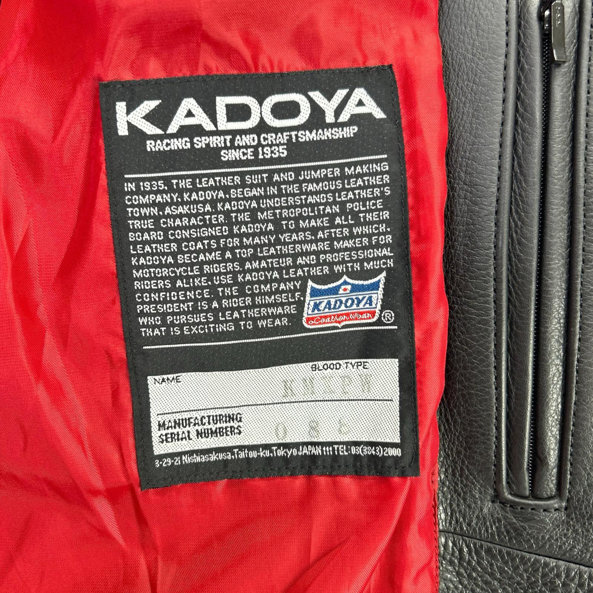 KADOYA K's Leather Double Rider Jacket Black Size M