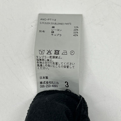 ANCELLM 26SS Black C/R Duck Double Knee Pants Size 3