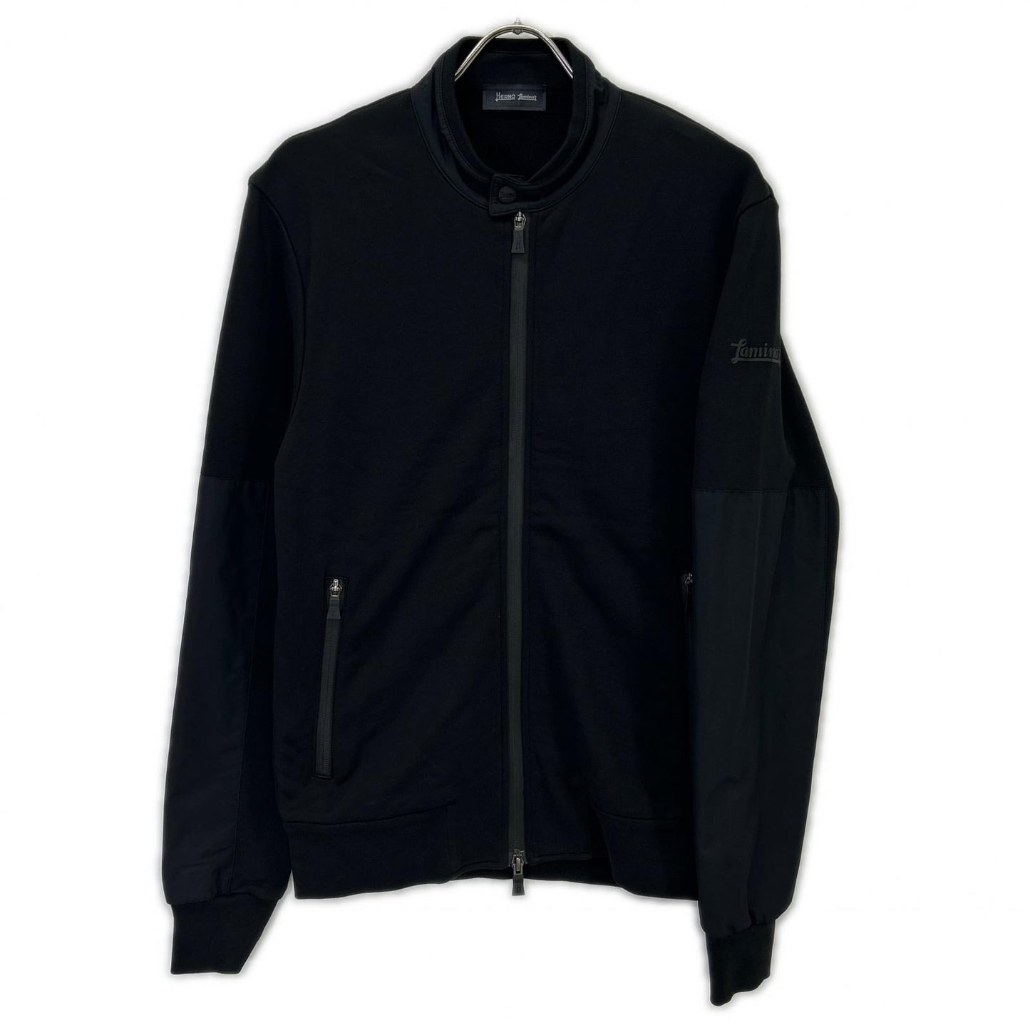 HERNO Black Laminar Cotton/Nylon Mixed Sweat Jacket Size 48