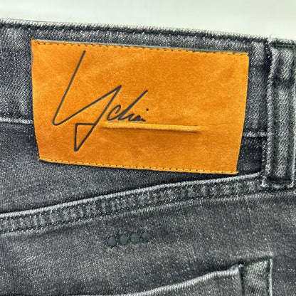 YCHAI ROBUSTO Washed Black Cotton Tapered Jeans Size 31